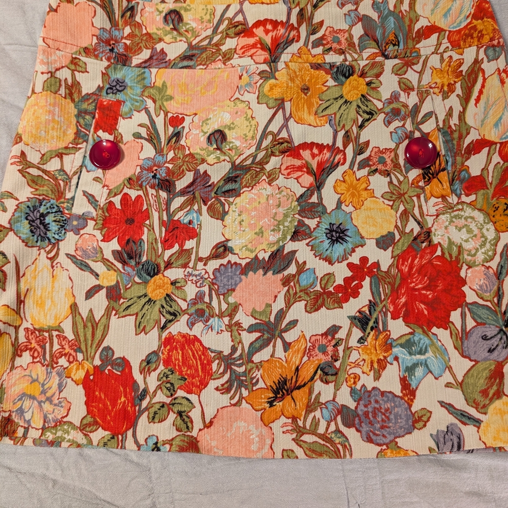 Floral Button-Front Skirt